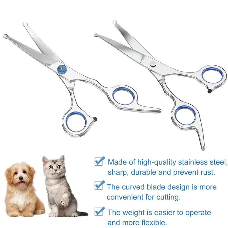 7" Curved Dog Grooming Scissors with Safety Round Tips, Light Weight Professional Pet Grooming Shears Stainless Steel for Dogs Cats Pets