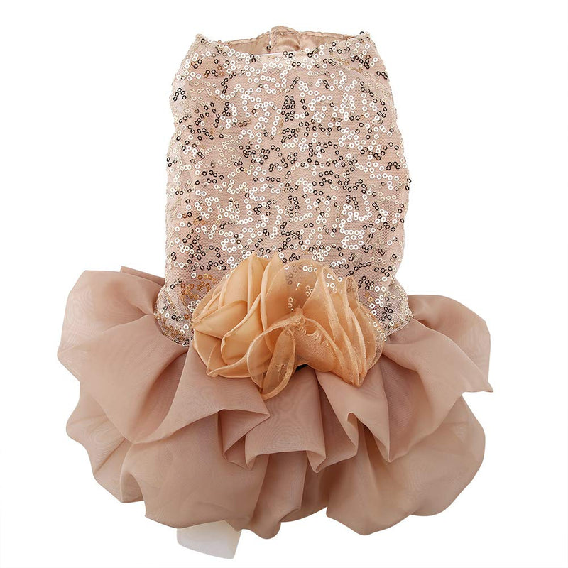 Small Dog Wedding Dress Walfront Rose Gold Sequined Princess Bubble Skirt (M)