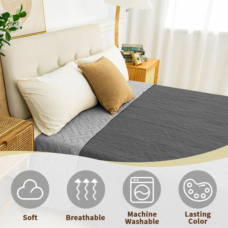 Ameritex 100% Waterproof Dog Bed Blankets Double Sided Dog Couch Cover Knurling Pattern pet Bed Cover Reversible Furniture Couch Sofa Car for Puppy Kids 40x50 Inch(Pack of 1) Darkgrey/Lightgrey - PawsPlanet Australia