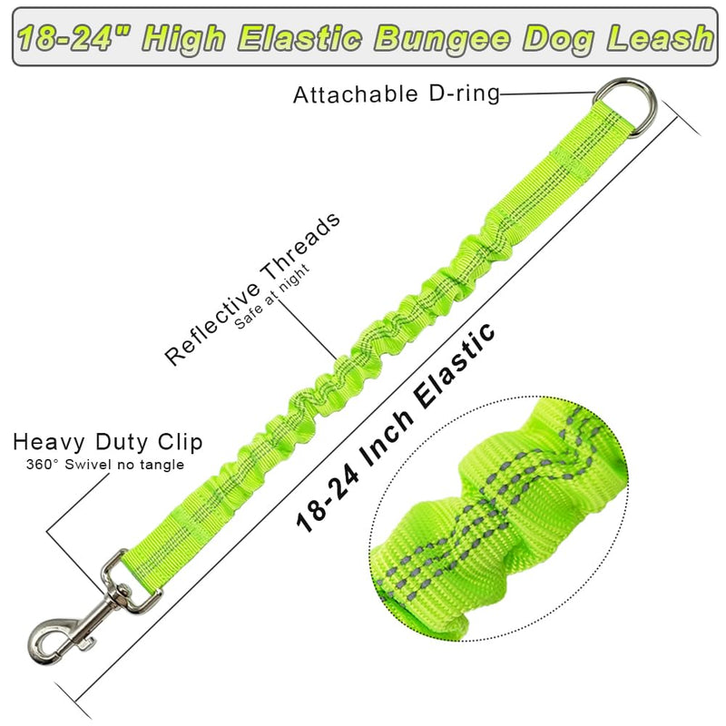 Bungee Dog Leash Extender, 18 Inch Nylon Elastic Extension Shock Absorbing, Works with Any Leash, Multifunctional Dog Lead for Medium Large Dogs Walking Training Running (Green) green - PawsPlanet Australia