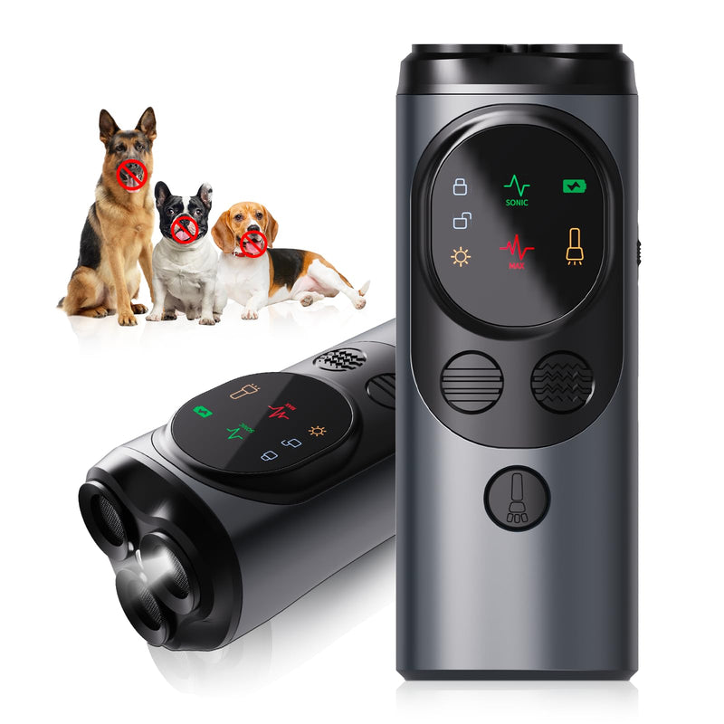 2025 Dog Bark Deterrent Devices with HD Display – No Shock Dog Training Tool with 3 Emitters, 50FT Range, Flashlight, Rechargeable Anti-Bark Deterrent for All Dog Sizes