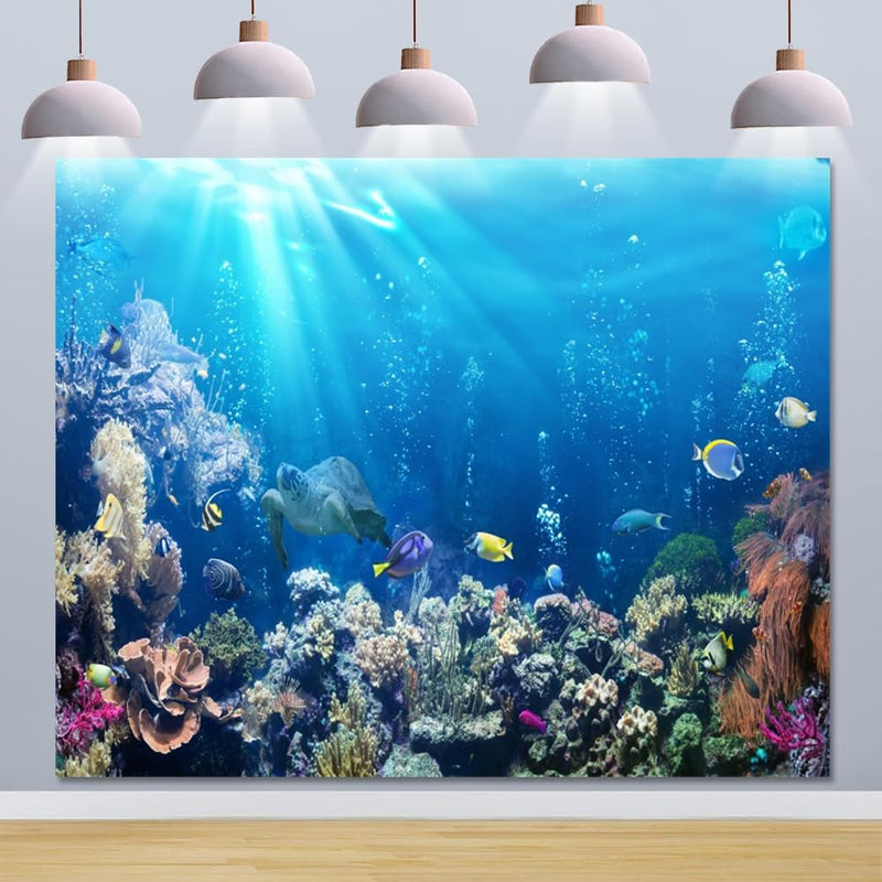 Under The Sea Backdrop 10x8ft Ocean Seabed Underwater World Turtle Coral Reef Deep Sea Photography Background Marine Aquarium Backdrops Banner Decorations - PawsPlanet Australia