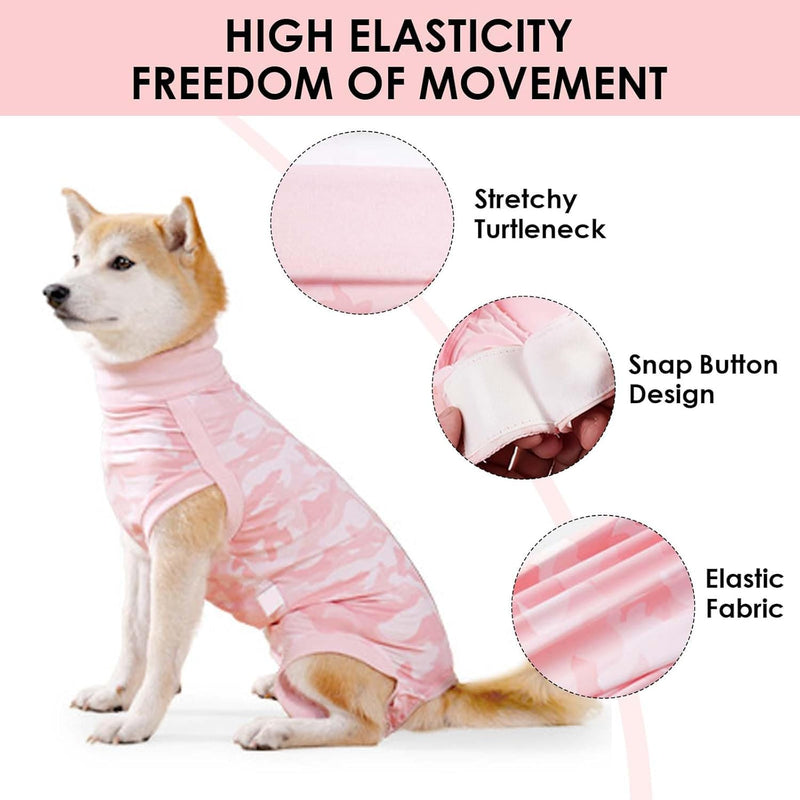 Dog Bodysuit After Surgery - Surgical Body Dog for Castration & Male - Medical Wound Protection Suit for Dogs Velcro Closure - Alternative to Cone/Collar - Surgery Body After Surgery for Dogs L pink