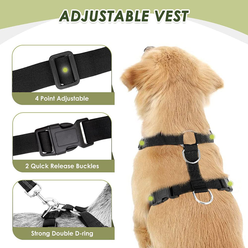 SlowTon Dog Seat Belt Harness for Car, Dog Car Harness Adjustable Mesh Breathable & Dog Seatbelt Safety Tether with Elastic Bungee for Small Medium Large Pets(Black, Double Clip, M) A-Black - PawsPlanet Australia