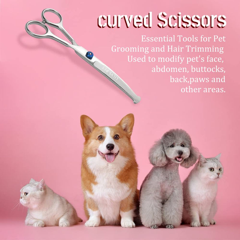 LILYS PET 6.5" Right-handed Pet Round-Tip Grooming Stainless steel Safety Grooming for Dogs and Cats (Curved Scissor) - PawsPlanet Australia