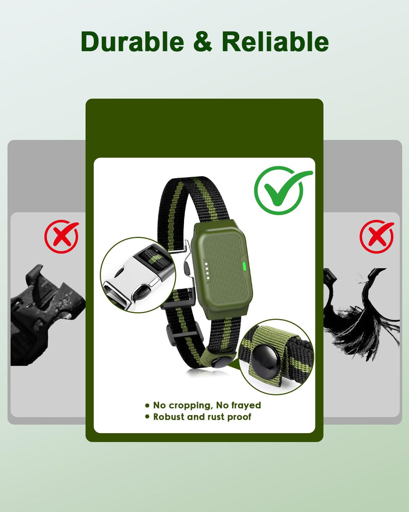Shock Collar for Dogs, IP67 Waterproof Dog Training Collar with Remote Control, 3 Modes: Beep, Vibration, Safe Static, Rechargeable Adjustable for 15-110lbs Medium Large Dogs Green