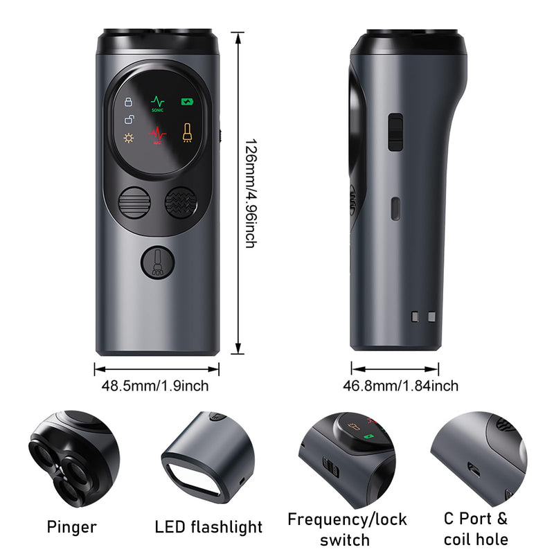 VIVK Dog Bark Deterrent Devices, 3X Sonic Emitters with 60FT Range, HD Display & LED Flashlight, Rechargeable Anti-Barking Device,Alternative to Painful Dog Training Collars