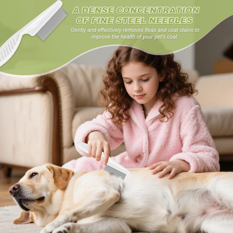 5PCS cat and dog hair removal flea comb set —long and short stainless steel comb teeth designed for removing pet hair and fleas and massaging pets. - PawsPlanet Australia