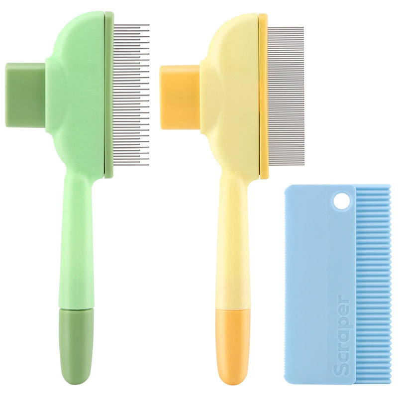 Pet Comb for Dogs Cats Brush, Flea Comb with Long Short Stainless Steel, Self-Cleaning Pet Brush for Shedding - PawsPlanet Australia