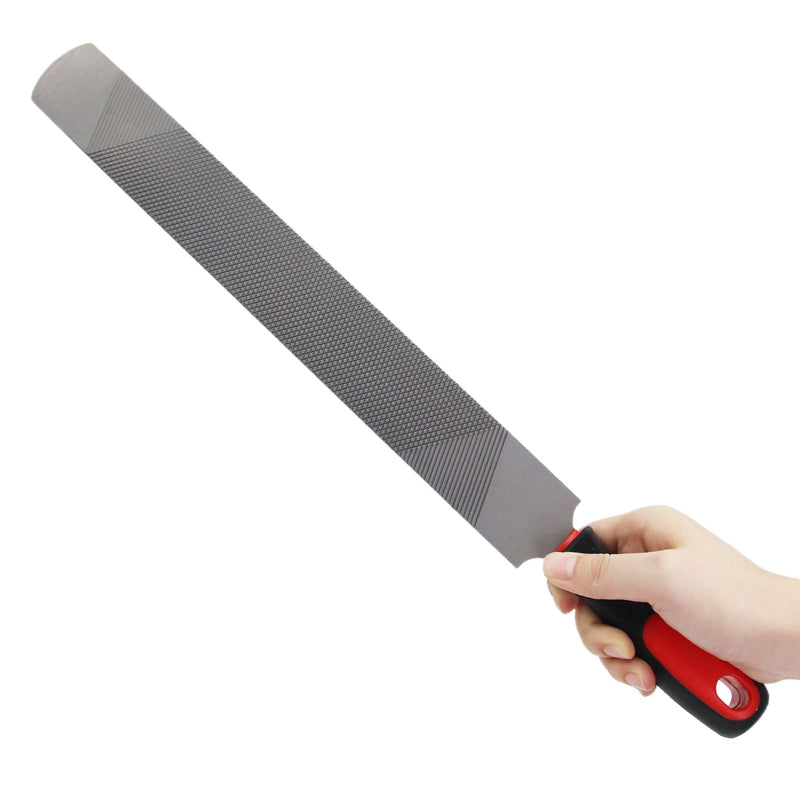 USUNFARN 18 Inch Horseshoe File with Rubber Handle Durable Double-Sided Steel File Hoof Rasp,Carbon Steel Farrier File Tool for Horse Goat Cow Hooves and Wood Working (18 in)