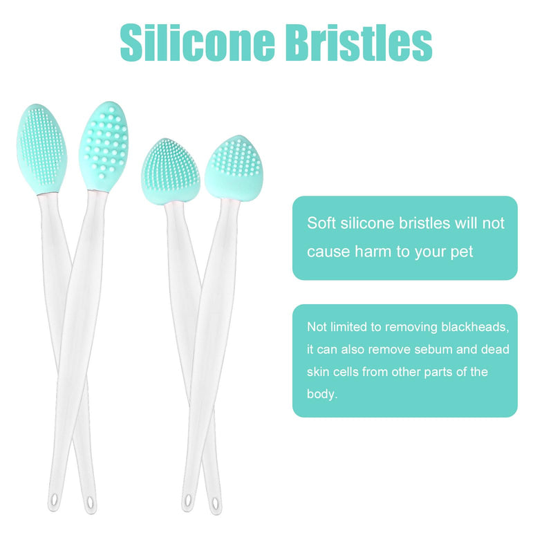 4pcs Cat Acne Brush Set, 2 Styles Double-Sided Scraper Silicone Soft Cat Brush Dual Sided Black Seed Exfoliating Cleaning Brushes for Pet Chin Acne and Blackhead - PawsPlanet Australia