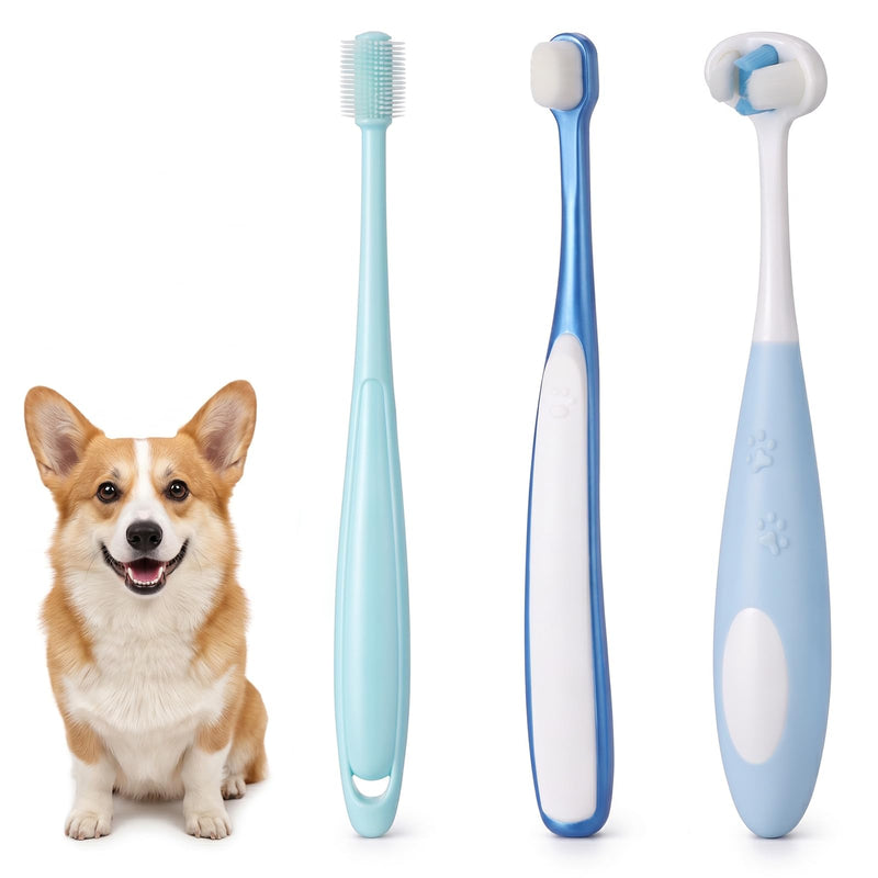 3 PCS Ultra Soft Nano Dog Toothbrush Kit for Small Breed Silicone 360 Pet Tooth Brushes Puppy Tooth Brushing Kit for Puppy Cat Gentle Deep Dental Teeth Cleaning Set
