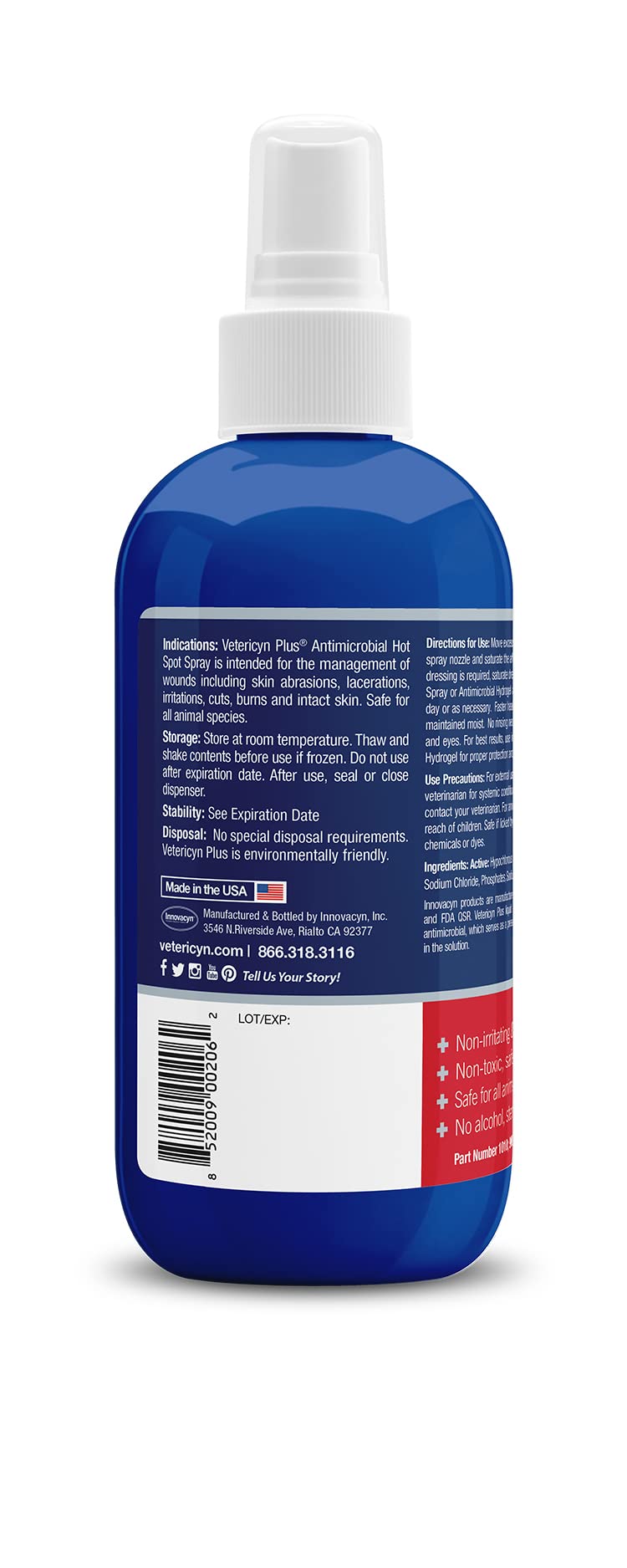 Vetericyn Plus Hot Spot Spray for Dogs Skin Sores and Irritations | Itch Relief for Dogs and Prevents Chewing and Licking at Skin, Safe for All Animals. 8 Ounces 8-Ounce - PawsPlanet Australia
