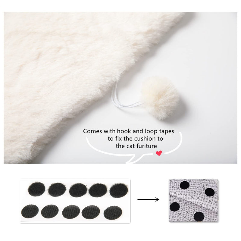 SHENGOCASE 2-Pack 12"x15.7" Rectangular Faux Rabbit Fur Cat Tree Tower Replacement Cushion Pad for Window Perch, Dog Carrier Bed House Cage 11.8“ x 15.7" Cream - PawsPlanet Australia