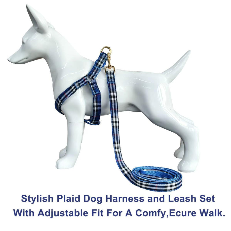 SuperBuddy Cute Dog Harness and Leash,Adjustable and No Pull Harness with Safety Buckle for Small Medium Large Pet M blue-02 - PawsPlanet Australia