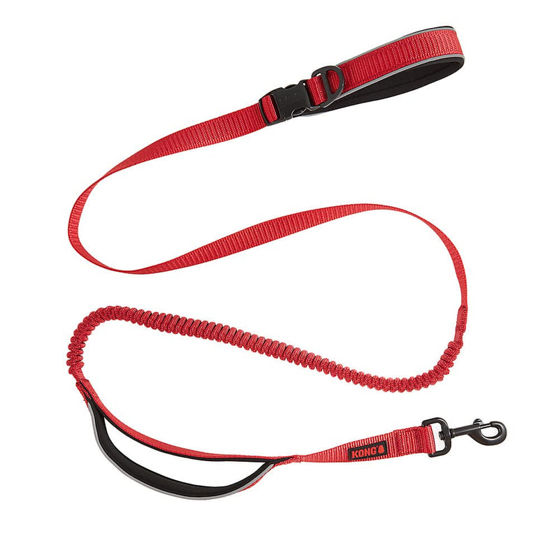 KONG Reflective Shock Absorbing Hands-Free Bungee Dog Leash 6' (Red) Red