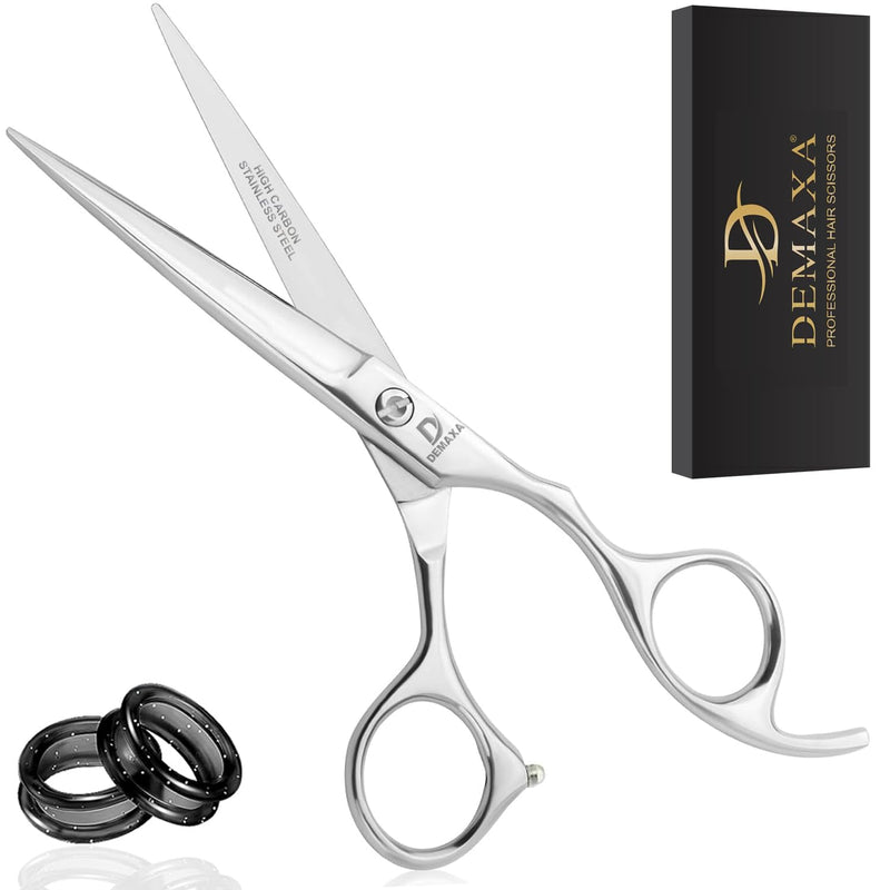 6.5" Premium Hair Scissors Professionally Sharp Barber Shears - High Carbon Steel Hair Cutting Scissors with Smooth Sharp Edge Blades - Hair Trimming Shears for women Salon & Personal Use Silver Premium Hair Scissors - PawsPlanet Australia