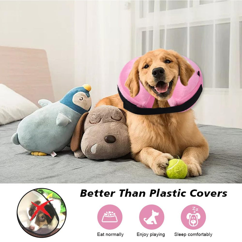 Inflatable Dog Collar, Pink, Protective Collar, Lick Protection, Collar for After Surgery, Soft Collar Cat, Recovery Collar, Adjustable, M