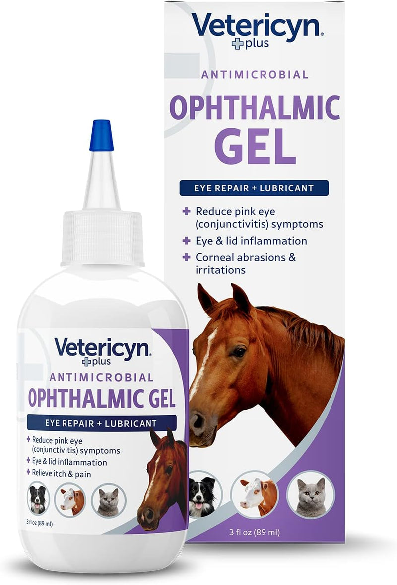 Vetericyn Plus Ophthalmic Eye Gel for Horses | Eye Ointment Alternative to Lubricate and Relieve Horse Eye Irritations, Safe for All Animals. 3 ounces - PawsPlanet Australia