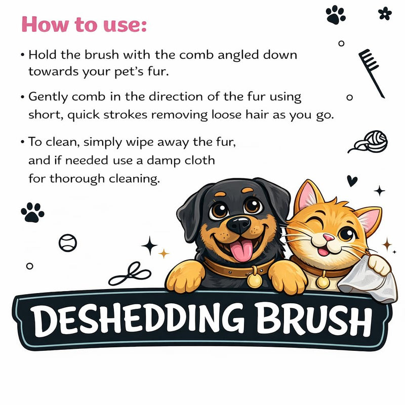 BullyBillows Deshedding Brush for Dogs, Cats & Horses – Slicker Dog Brush for Shedding & Grooming – Gentle Pet Grooming Tool with Wide Shallow Comb – Black Black - Comb set - PawsPlanet Australia