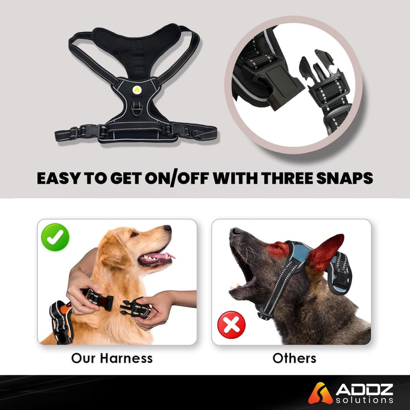 No Pull Dog Harness, Reflective, Sizes for Puppies and Large Dogs (Black, Medium) Black - PawsPlanet Australia