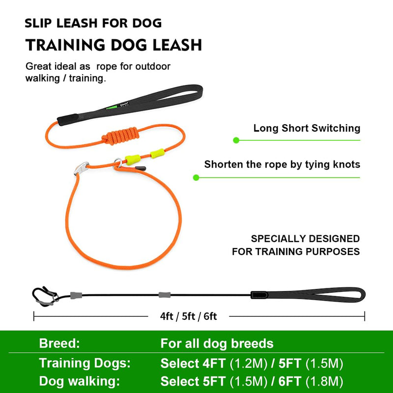Slip Lead Dog Leash,Training Leash,No-Pull Slip Lead and Collar,Heavy Duty&Durable,4ft Thin Slip Lead for Small,Medium and Large Dogs (Blue1.2M Long) 4 ft BLUE - PawsPlanet Australia