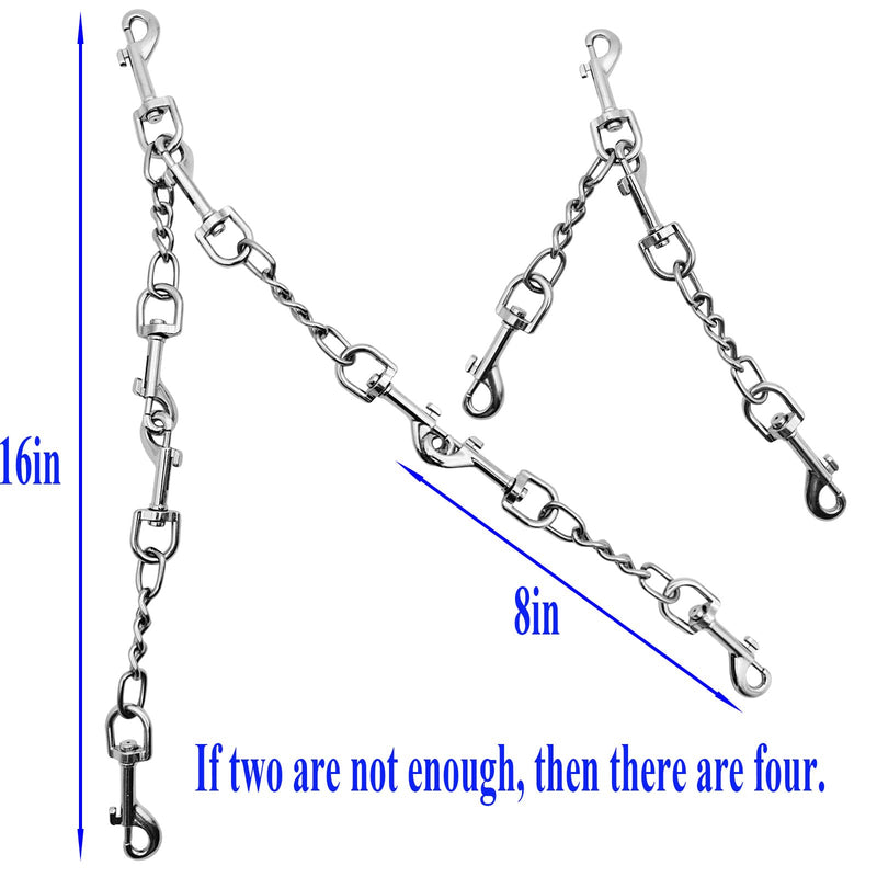 Dog Collar Safety Clip Metal Clasp Double Ended Connector 2 Pack Prong Chew Proof Backup Dog Clip for Pet Harness Collar Leash Necklaces Dog Strap Lead Carabiner Heavy-Duty Chain 8 inch - PawsPlanet Australia