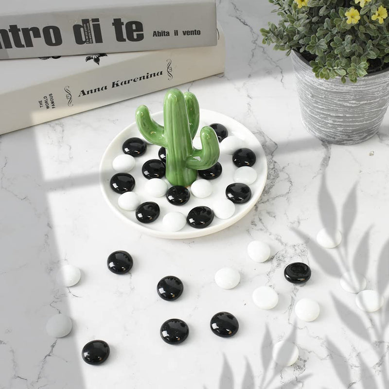 1LB Flat Marbles Glass Gems Beads for Aquarium Succulent Garden Decoration Craft Project Fish Tank 90pcs Black White - PawsPlanet Australia