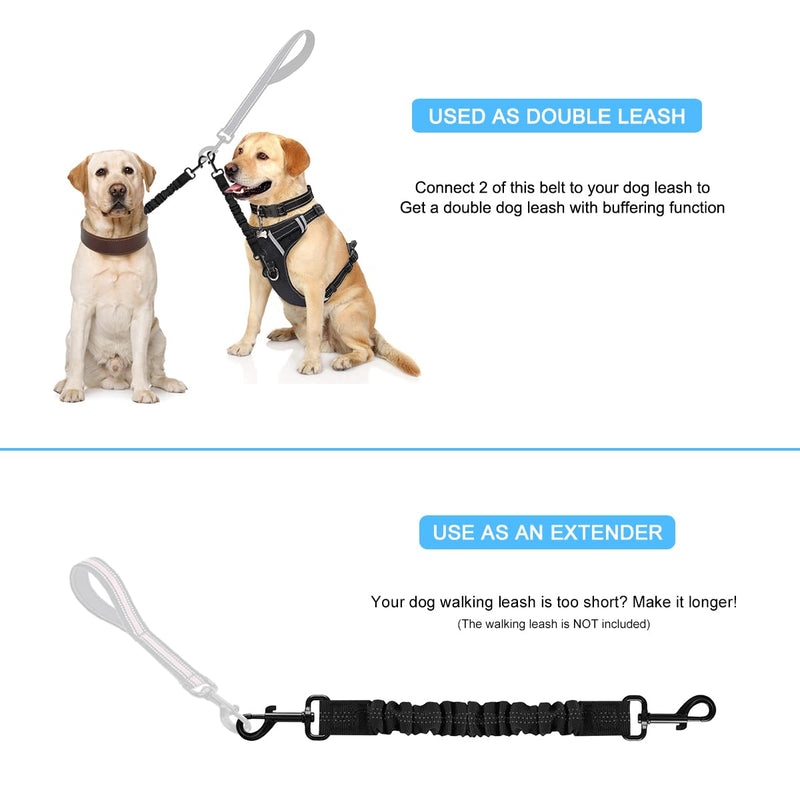 Dog Seat Belt for Bike Basket, Retractable Bicycle Dog Seatbelt, Elastic Pet Safety Leash Harness for Cat, Dog Leash Extension Attachment Shock Absorbing Lead Extension Absorber (Black) Black - PawsPlanet Australia