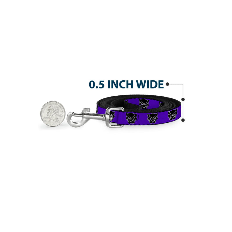 Marvel Comics Pet Leash, Dog Leash, Black Panther Avengers Icon Purple White Black, 6 Feet Long 1.5 Inch Wide 6 Feet Long - 1.5" Wide