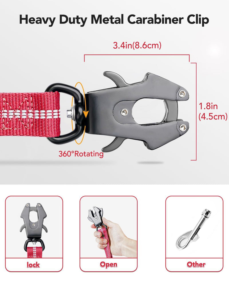 Joytale Tactical Dog Collar(17"-21") and Dog Leash Set, Shock Absorbing Bungee Dog Leash and Adjustable Strong Dog Collar with Handle for Large Dogs(Hotpink, L) - PawsPlanet Australia