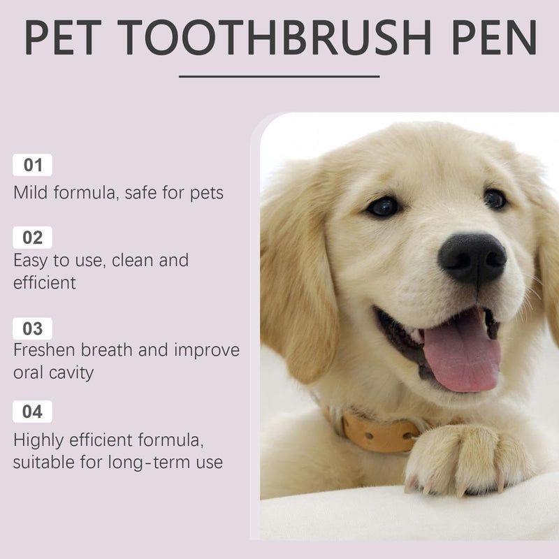 Pet Toothbrush Pen, 2 x 3 ml Dog Teeth Cleaning Pen Pet Teeth Repairing Kit, Cat/Dog Tooth Whitening & Cleaning Teeth Brightening Pen for Dog Cats Care Fresh Breath