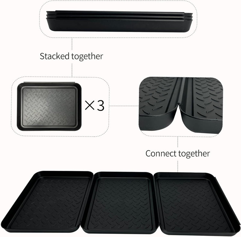 Generic Shoe Tray for Entryway, 3 Pack Indoor Mats, Dog Feed Mat, Rain Boots Drying Tray, Black - PawsPlanet Australia