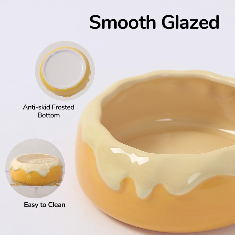 Guinea Pig Food Bowl Hamster Ceramic Water Dish Anti-Spill & Prevent Tipping Rabbit Feeding Bowl for Guinea Pig, Syrian Hamster, Bunny, Rat, Chinchilla, Squirrel, Small Animal (Honey Orange) Honey Orange - PawsPlanet Australia