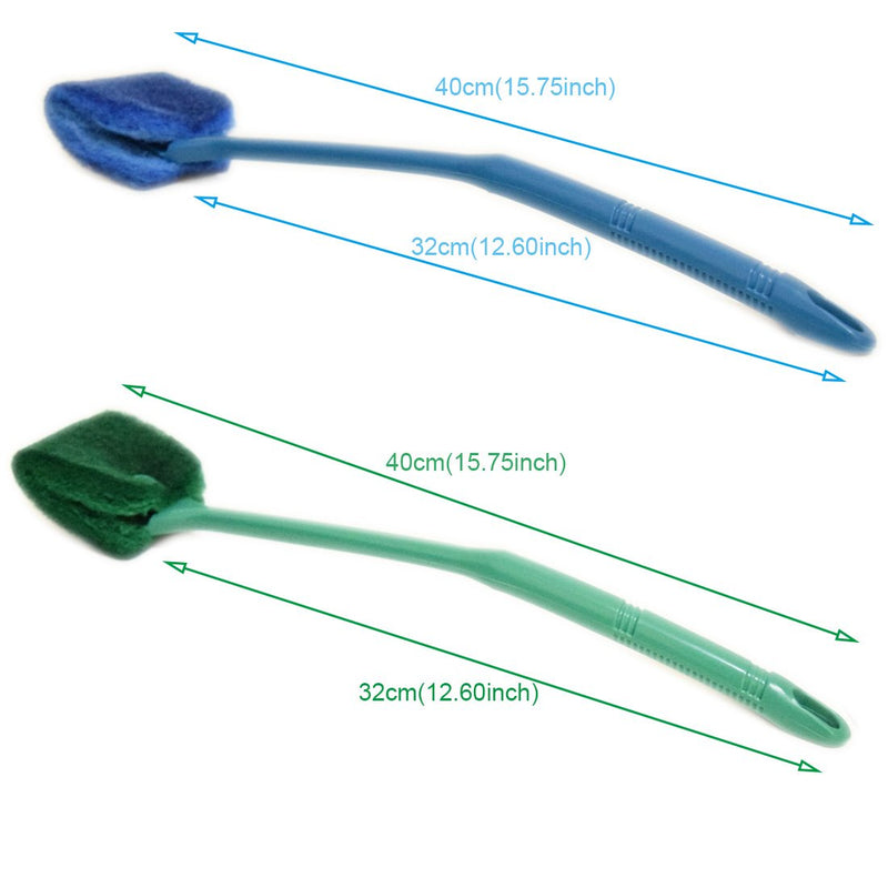 Aquarium Double Sided Sponge Cleaning Brush Cleaner Scrubber 2 Packs One Set Blue and Green Brushs - PawsPlanet Australia