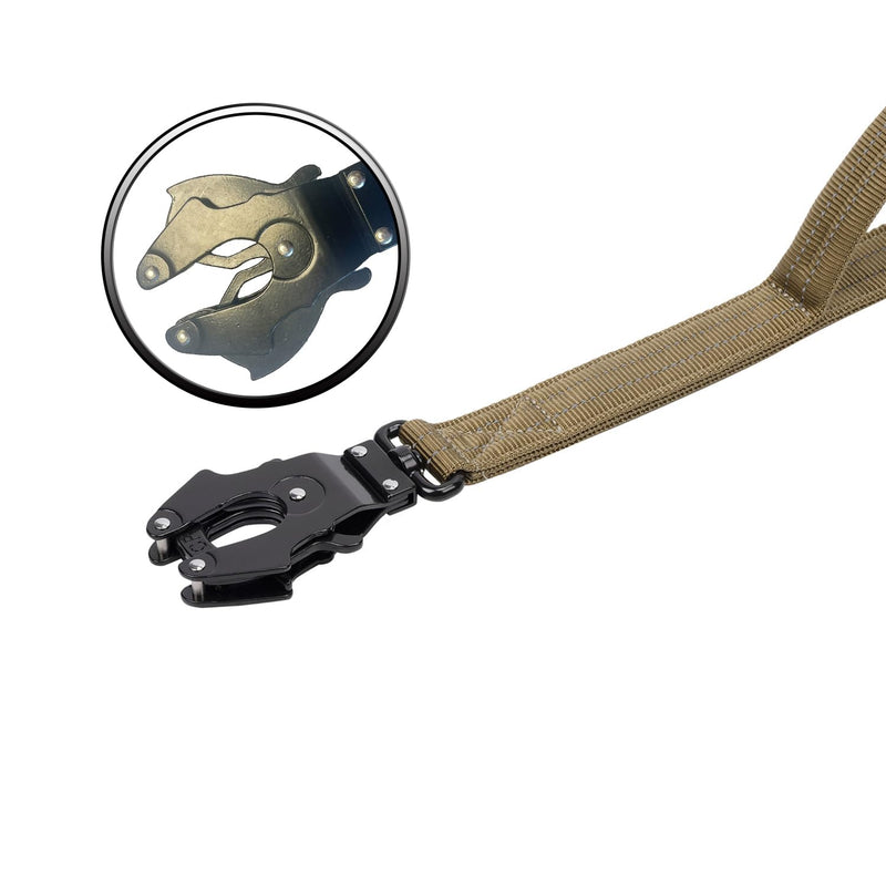 ICEFANG Tactical Dog Leash,K9 Training Walking Bungee Lead with 2 Control Handle,Heavy Duty Quick Release Metal Clasp,Hands Free D-Ring for Medium Large Dogs (6ft,Reflective Brown) 6 FT Reflective Brown