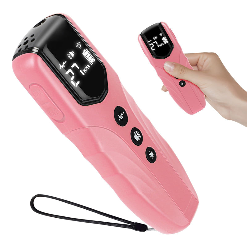 Dog Bark Deterrent Device, Ultrasonic Anti Barking Device for Dogs 35FT Far, Portable Dog Training Device to Stop Barking Neighbors Dog, 5 Modes| Safe & Effective for Small, Medium & Large Dogs，Pink