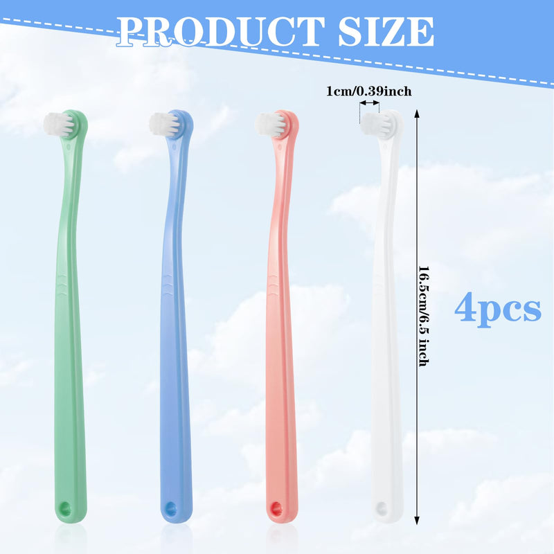 LLOUSSAK Pack of 4 Dog Toothbrush, Cat Toothbrush, Small Round Head | Toothbrush Dog Small, Small Pet Toothbrush Kitten Tooth Brush for Kittens Puppy Teeth Cleaning Oral Care B