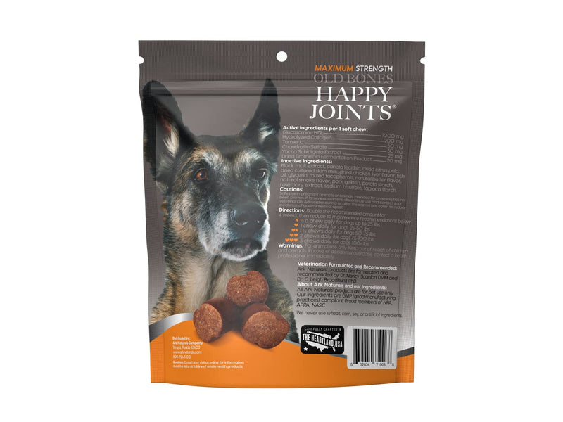 ARK NATURALS Gray Muzzle Old Dogs Happy Joints Chews for Large Breed Dogs, Vet Recommended to Support Cartilage and Joint Function, 500 mg Glucosamine, 16.5 oz Bag, Packaging May Vary (71008) Max Strength