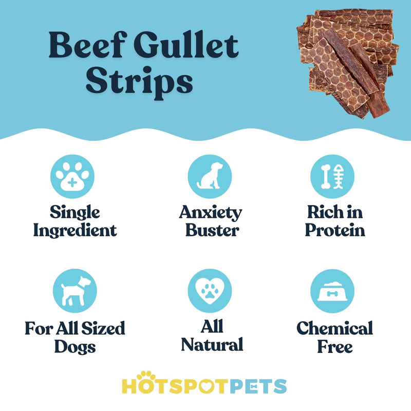 hotspot pets Beef Esophagus Dog Treats (6 INCHES) (1LB Bag) Grass Fed with No Added Hormone All Natural Jerky Dog Treats - Chews Rich in Glucosamine & Chondroitin for Joint Health 6 Inch - 1LB - PawsPlanet Australia