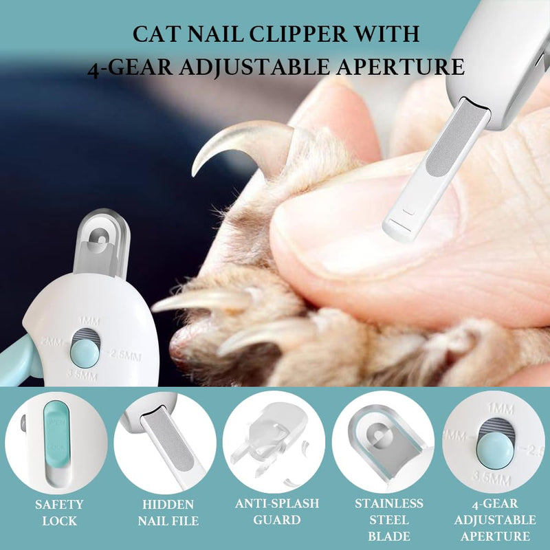 Adjustable Aperture Pet Blue Nail Clippers, Cat and Puppy Nail Trimmer with Grinding Nail File, Recommended by Pet Groomers, Safe to Avoid Over-Trimming, Professional Pet Nail Clippers for Beginners - PawsPlanet Australia