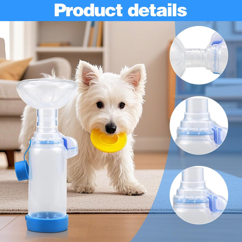 Yuragim Pet Inhaler Spacer with 2 Sizes Masks for Cats Dogs Cat Hand Inhaler Spacer with Indicator, Pet Aerosol Chamber for Home and Outdoor Use