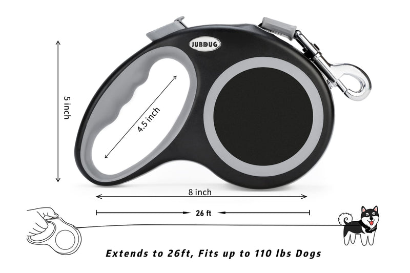 Retractable Dog Leash, 26 Feet Dog Leash for Small to Large Dogs up to 110lbs,Heavy Duty Design with Anti-Slip Handle, One-Handed Quick-Lock Braking System. - PawsPlanet Australia