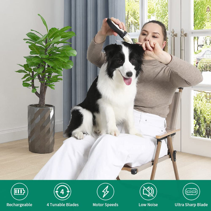 Gromming Dog Clippers,USB Rechargeable Dogs Cats and Other Pets Grooming kit,Professional Hair shavers, Low Noise Pets Hair Remover - PawsPlanet Australia