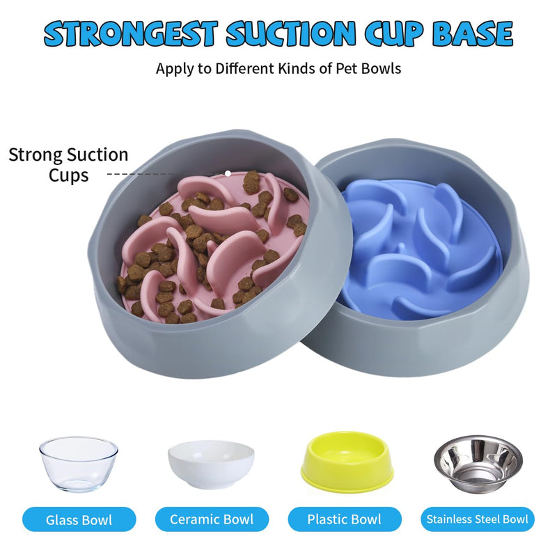 Slow Feeder Dog Bowls Insert, Silicone Dog Slow Feeder Insert with Strong Suction Cups Perfect for Stainless Steel Glass Ceramic Dog Bowls (Pink) Pink Insert - PawsPlanet Australia