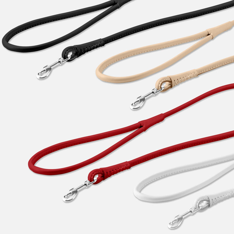 CollarDirect Rolled Leather Dog Leash 6ft, Soft Training Leather Dog Leash for Puppy and Grown Dog Small Medium Large Black Blue Red Orange Green Pink White (Red, Size XL 6ft) - PawsPlanet Australia