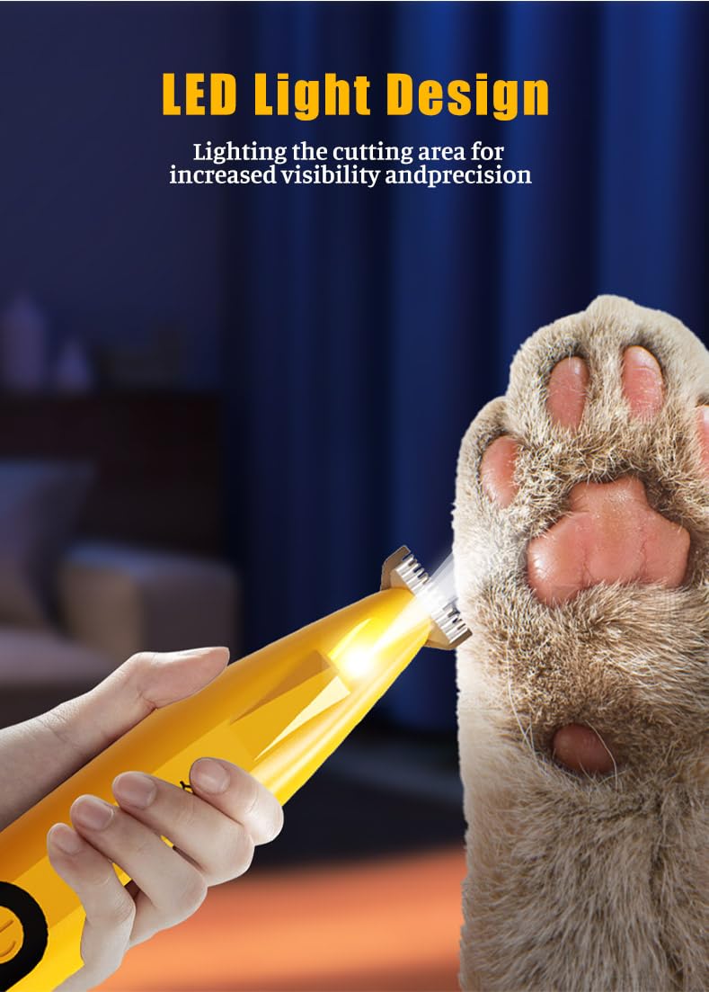 Dog Paw Trimmer, Low Noise Paw Hair Trimmer for Dogs with LED Light Wireless Pet Shaver, Suitable for Claws, Ears, Face, HIPS and Eyes(Orange) Dog Paw Trimmer Orange - PawsPlanet Australia