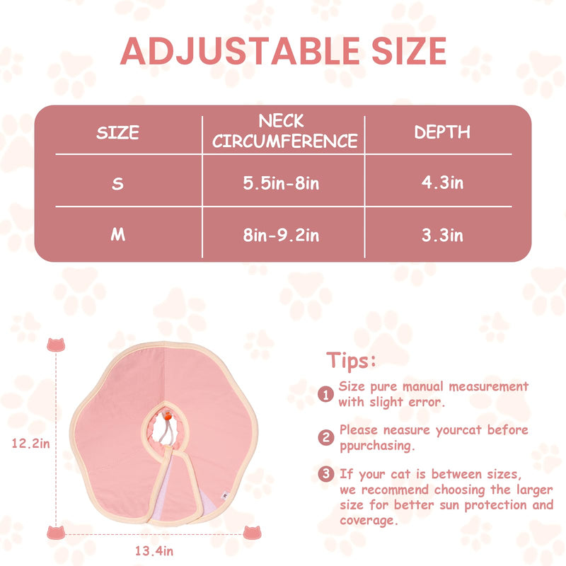Soft Adjustable Cat Recovery Collar, Lightweight Waterproof Elizabethan Cone for Cats – Comfortable Protective Cat Cone to Prevent Licking After Surgery, Grooming & Skin Care (Pink, M) Pink