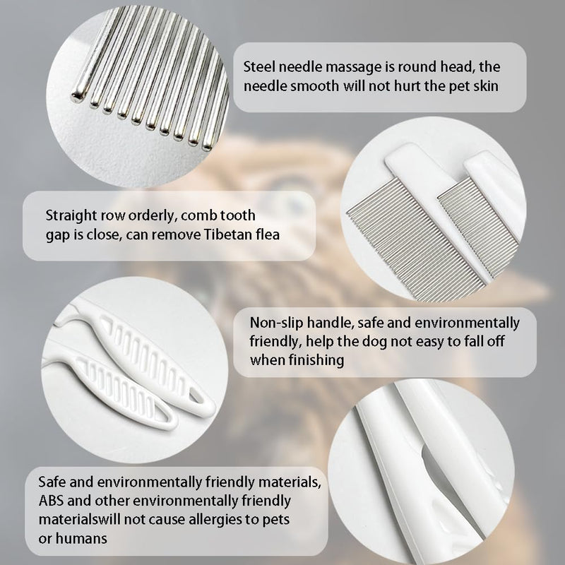 Flea Comb for Dogs and Cats, Pet Flea Comb, Multifunctional Pet Hair Comb Flea and Tear Stain Removal, Flea Comb for Small Dogs, Flea Comb for cats, Pets Grooming Comb Kit for Cats Dogs Puppies - PawsPlanet Australia