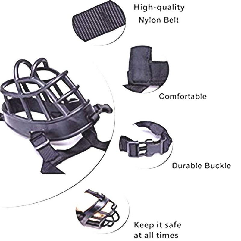 Basket Dog Muzzles-Soft Adjustable Breathable Mask Anti Biting Chewing Barking Training Dog Muzzle for Small Medium Large Dogs (Black, 5: Snout 11-14.9") Black 5: Snout 11-14.9" - PawsPlanet Australia